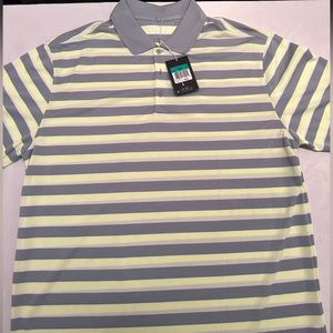 Nike Golf Short Sleeve Shirt. XL. Gray bright yellow/green stripes. NWT
